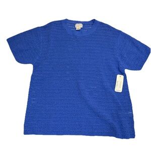 NWT Nicole Miller Artelier Short Sleeve Blue Knit Top Women’s 1X